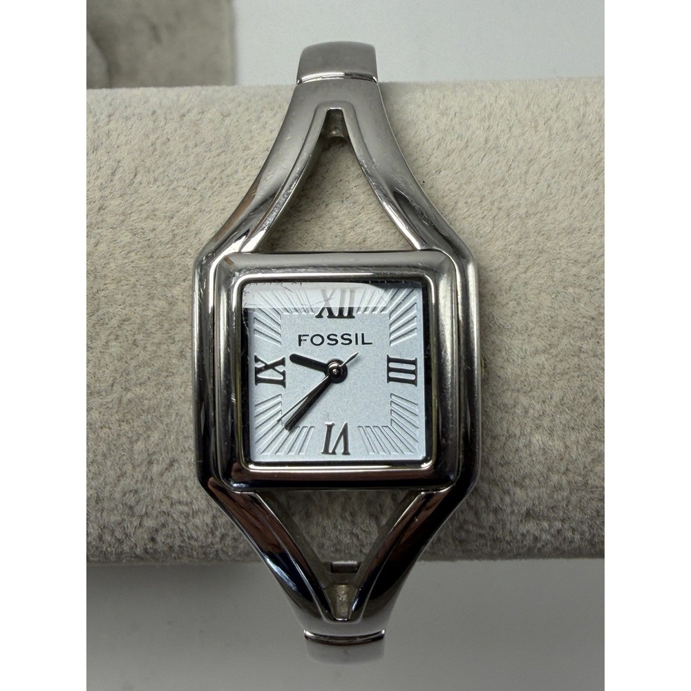 Fossil ES-1991 New Battery Ladies Watch 24MM 6" Silver Tone Stainless Steel